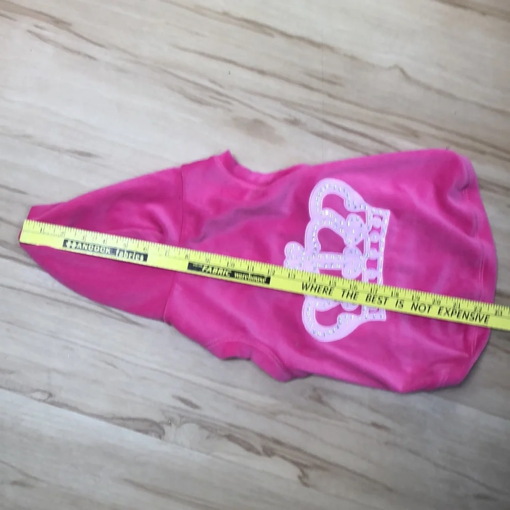 Simply She Pink Embroidered Crown With‎ Crystals Pink Velvet Fleece Hoodie Large